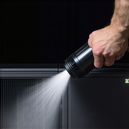 Maintaining a Home Cinema Projector with Proper Cleaning Tools A person cleaning dust from a projector vent to prevent overheating and fan noise.