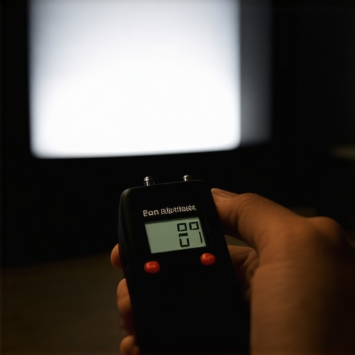 Measuring Projector Brightness with a Light Meter Close-up of a digital light meter measuring nits on a projector screen for maintenance