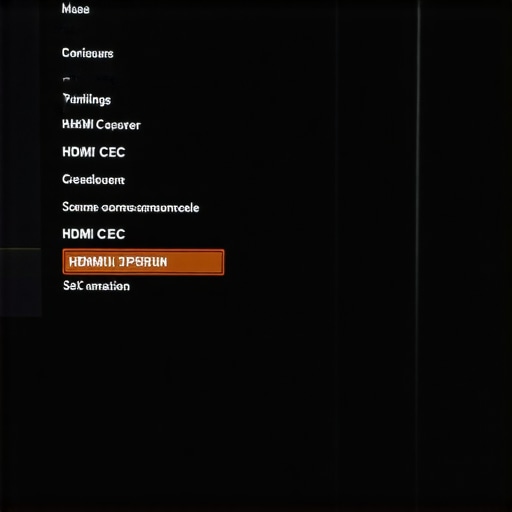 Navigating the HDMI-CEC menu on a smart TV. A television screen displaying the system settings menu to disable HDMI-CEC.