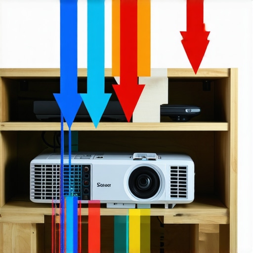 Optimal Projector Cabinet Ventilation Path Diagram illustrating proper intake and exhaust airflow for a projector inside a cabinet.