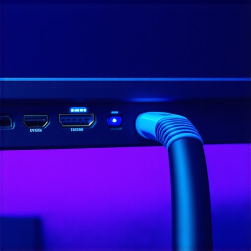 Optimizing Gaming Monitor Connections for Lower Latency A high-quality DisplayPort cable being plugged into a gaming monitor to reduce input lag.