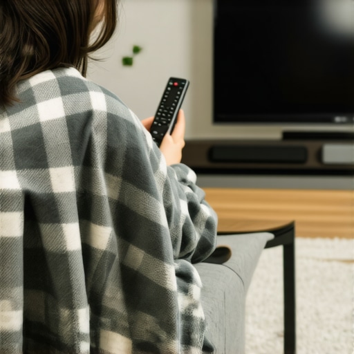 Optimizing Living Room Acoustics for Better TV Sound A living room setup showing acoustic treatments like rugs and blankets to improve TV audio clarity.
