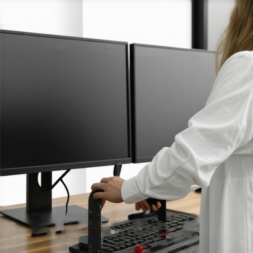 Perfectly Aligned Curved Monitors Close-up of two curved monitors aligned at the bezels using the ruler method for a seamless display.