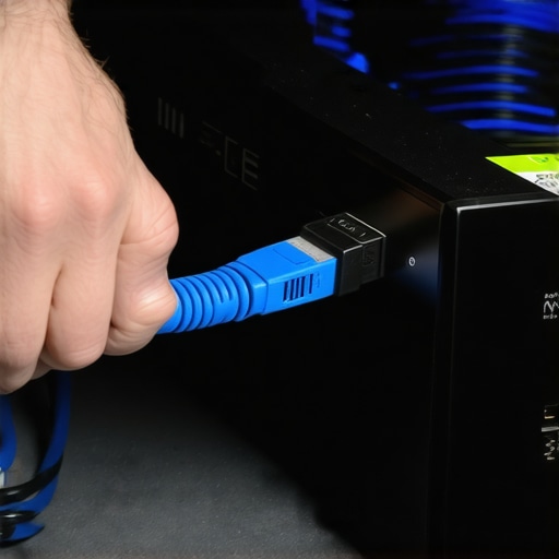 Ethernet cable being connected to a streaming device for stable 4K video