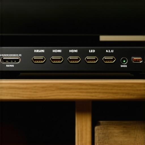 A high-bandwidth HDMI 2.1 switcher connecting a home cinema setup.