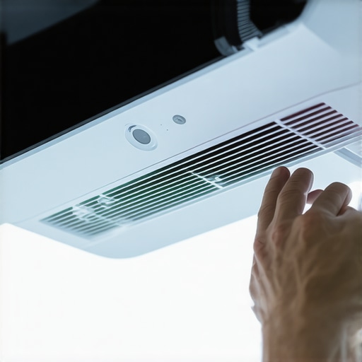 Pro Projector Maintenance and Cleaning Cleaning dust filters on a ceiling mounted home cinema projector with a specialized vacuum tool
