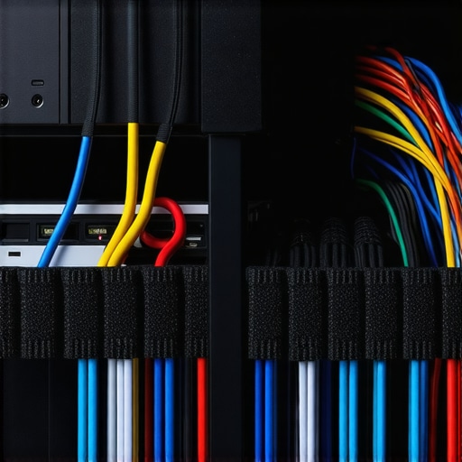 Professional Home Cinema Cable Management and Power Conditioning Clean cable management and power conditioner for a home cinema setup.