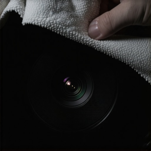 Professional Projector Maintenance A person cleaning a high-end home theater projector lens with professional tools.