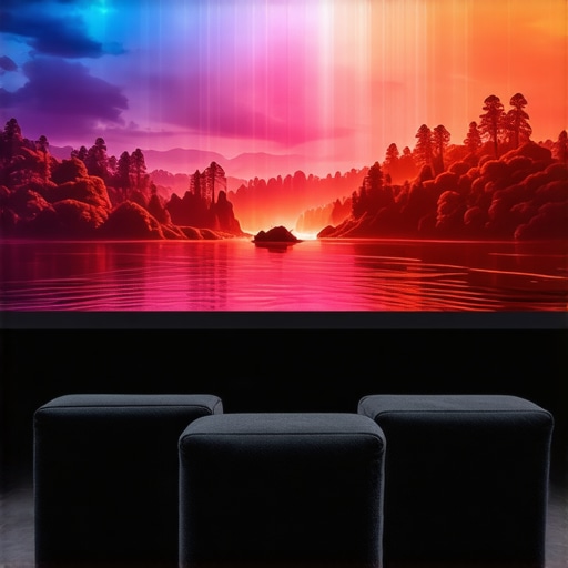 A high-contrast projector image showing the importance of screen borders and light control.