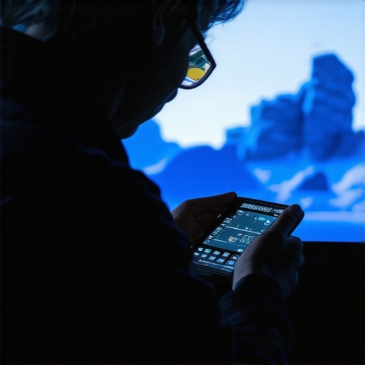 A technician using a calibration tool on an OLED TV screen