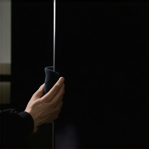 Professional Screen Cleaning Technique A person cleaning an OLED TV screen with a microfiber cloth to remove fingerprints safely.