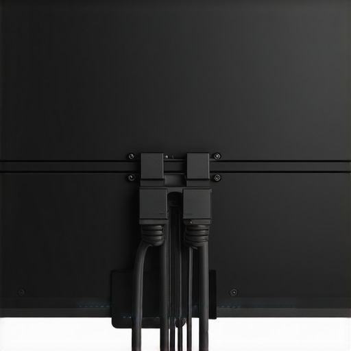 Professional Streaming Box Mounting Setup A clean installation of a streaming box hidden behind a wall-mounted TV using Velcro.
