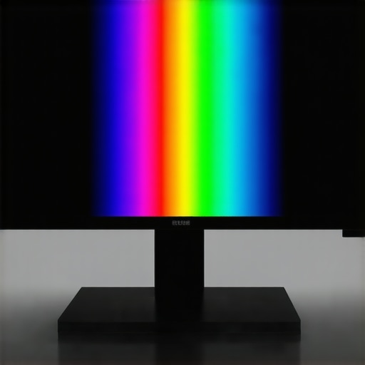 A colorimeter device calibrating a flat screen television in a dark home theater.