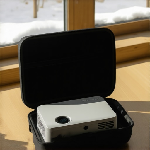 Proper Winter Storage for Portable Projectors A portable projector protected from the cold in a padded hardshell carrying case.