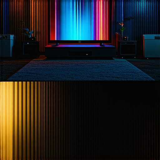 Comparison between store floor TV settings and accurate home theater calibration showing color differences.
