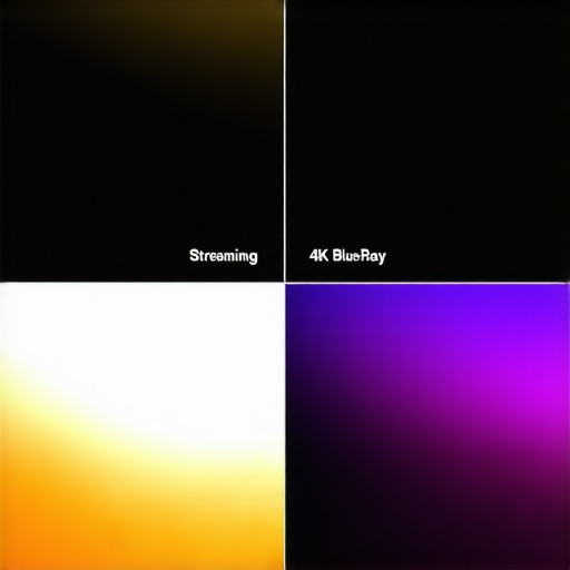 Streaming vs Physical Media Quality Comparison Comparison image showing macro blocks in streaming video versus smooth gradients in physical media