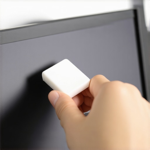 The Eraser Trick for Monitor Maintenance Cleaning a matte monitor with a white vinyl eraser to remove smudges