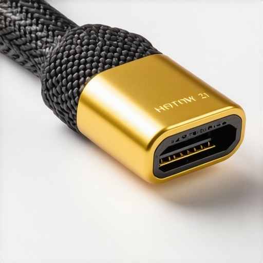 The Importance of Certified High Bandwidth Cables Close up of a premium HDMI 2.1 cable showing connector pins and braided jacket