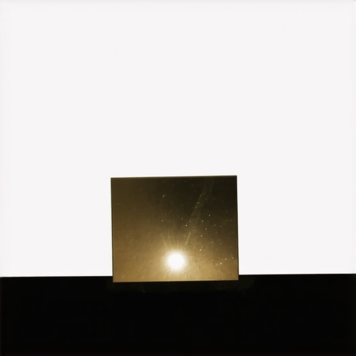 A mirror taped to a projector screen reflecting light back to the lens for alignment.