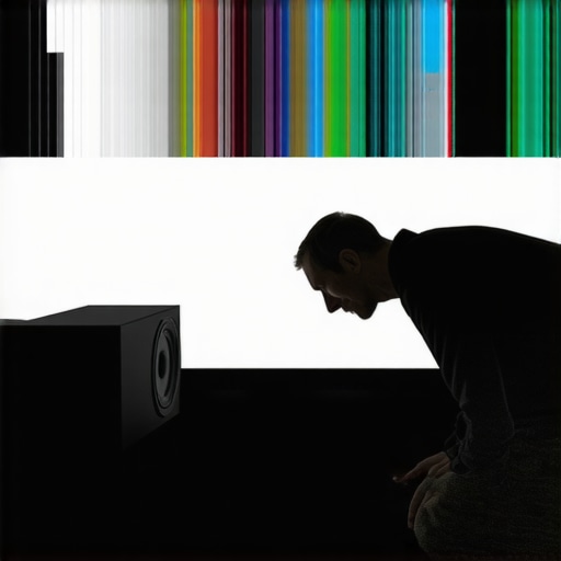 The Subwoofer Crawl Technique Man performing a subwoofer crawl in a home theater setup