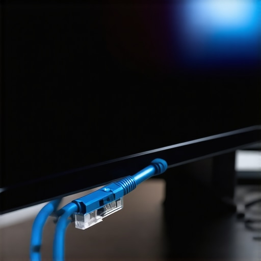 A high-speed USB-to-Ethernet adapter connected to a smart TV to bypass the built-in 100 Mbps port bottleneck.