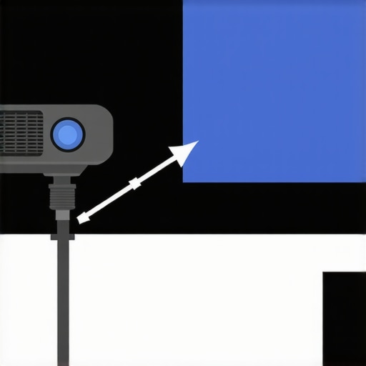 Visualizing Proper Projector Alignment and Offset A diagram showing how a projector should be positioned relative to a screen for perfect alignment without digital correction.